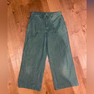 Universal Thread Jeans Women’s Sz 14/32 Green High-Rise Wide Leg Cropped Chic